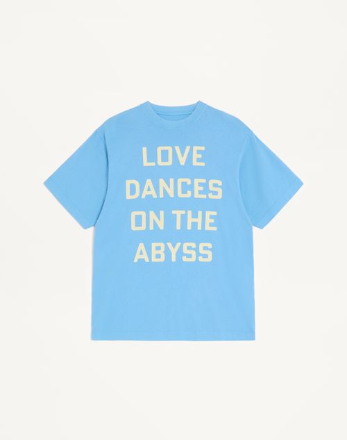 Valentino - Valentino Cotton T-shirt With Love Dances On The Abyss & Made In Valentino Print - Sky Blue - Man - T-shirts And Sweatshirts